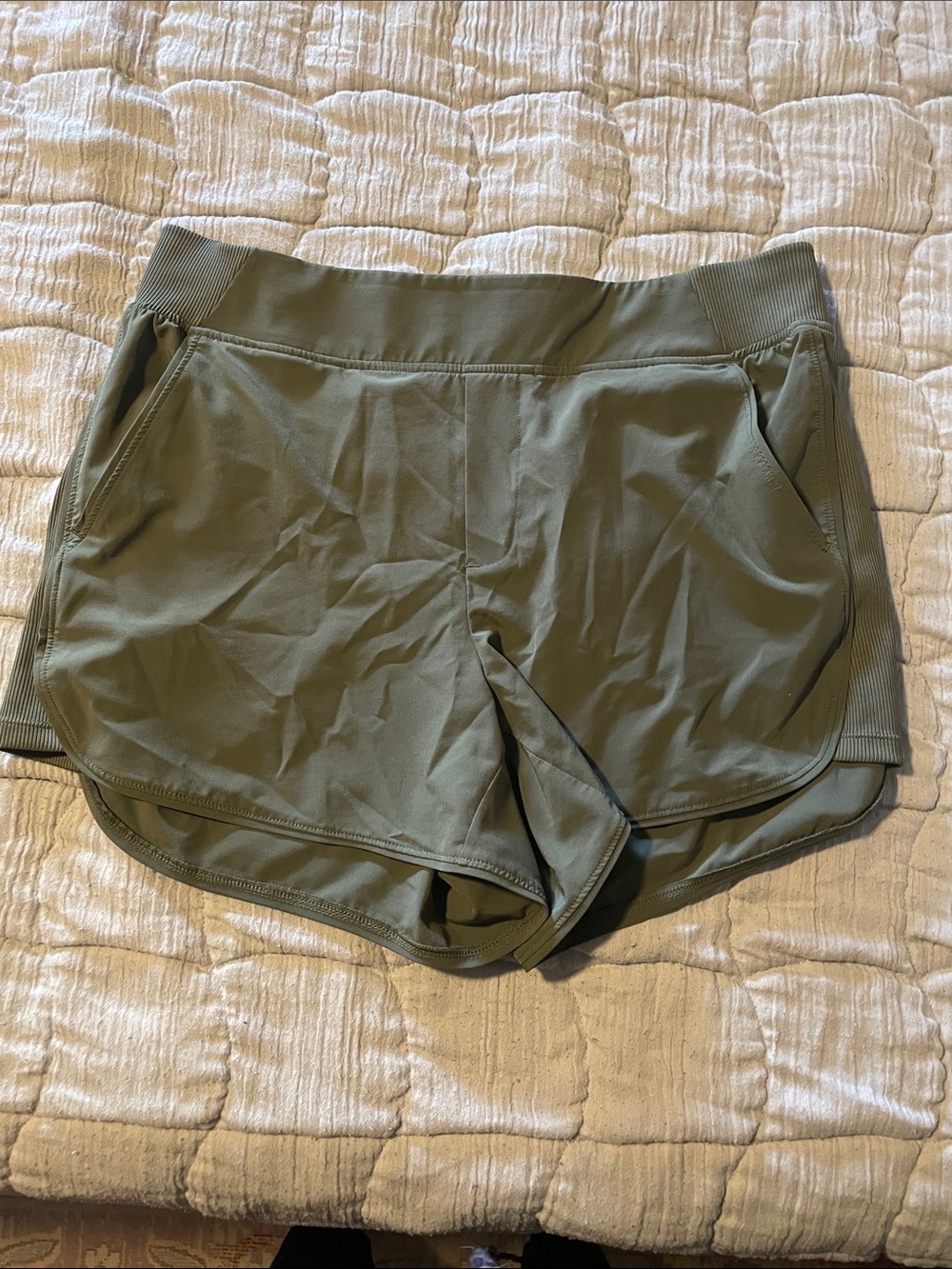 90 Degree By Reflex Olive Green Athletic Shorts